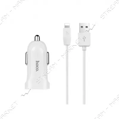 Автомобильное зарядное устройство Hoco Z2 5V/1.5А 1 USB plus Lightning кабель белое                 