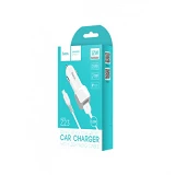 Автомобильное зарядное устройство Hoco Z23 5V/2.4А 2 USB plus Lightning кабель белое