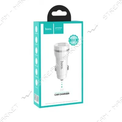 Автомобильное зарядное устройство Hoco Z27 5V/2.4А 2 USB и Lightning кабель белый                   