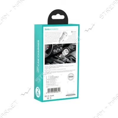 Автомобильное зарядное устройство Hoco Z27 5V/2.4А 2 USB и Lightning кабель белый                   