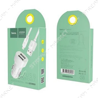 Автомобильное зарядное устройство Hoco Z2А 5V/2.4А 2 USB plus Micro USB кабель белое