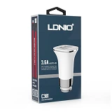 Автомобильное зарядное устройство Ldnio C301 5V/3.4А 2 USB plus Lightning кабель белое