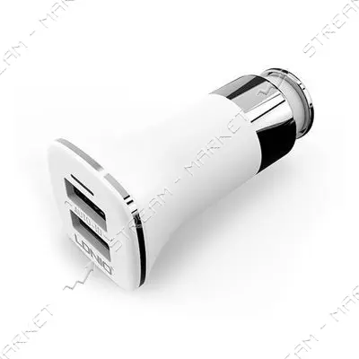 Автомобильное зарядное устройство Ldnio C301 5V/3.4А 2 USB plus Lightning кабель белое
