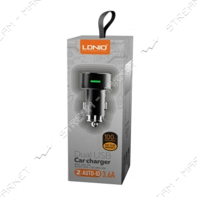 Автомобильное зарядное устройство Ldnio C308 5V/3.6А 2 USB plus Micro USB кабель черное             