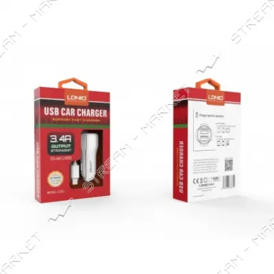 Автомобильное зарядное устройство Ldnio C331 5V/3.4А 2USB и кабель Micro USB белое                  