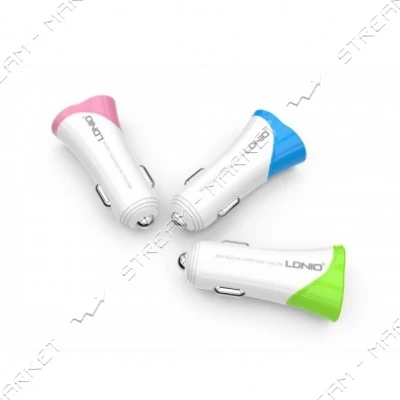 Автомобильное зарядное устройство Ldnio C332 5V/3.4А 2 USB plus Micro USB кабель бело-розовое