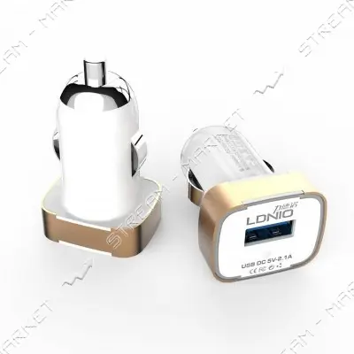 Автомобильное зарядное устройство Ldnio DL-211 5V/2.1А 1 USB plus Lightning кабель белое