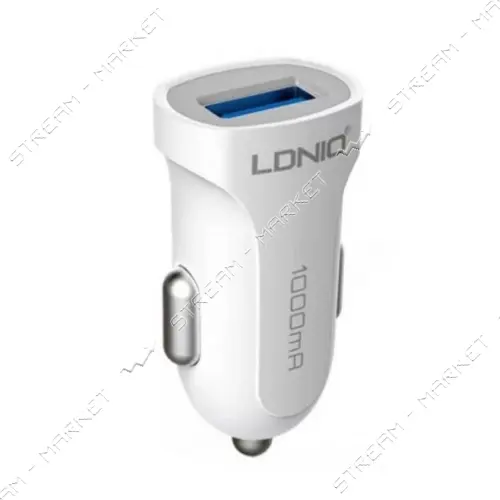Автомобильное зарядное устройство Ldnio DL-C17 5V/1А 1 USB plus Lightning кабель белое              