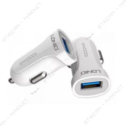 Автомобильное зарядное устройство Ldnio DL-C17 5V/1А 1 USB plus Lightning кабель белое              