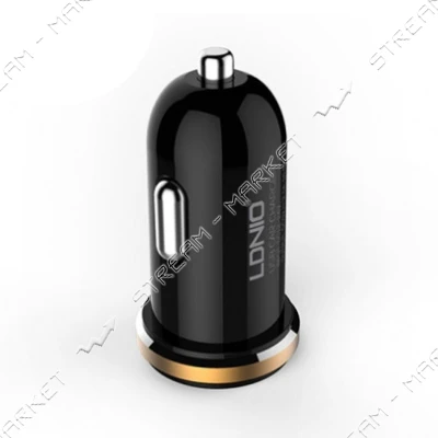 Автомобильное зарядное устройство Ldnio DL-C22 5V/2.1А 2 USB plus Lightning кабель черное