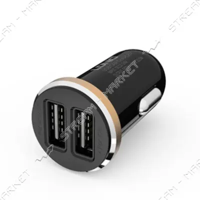 Автомобильное зарядное устройство Ldnio DL-C22 5V/2.1А 2 USB plus Lightning кабель черное