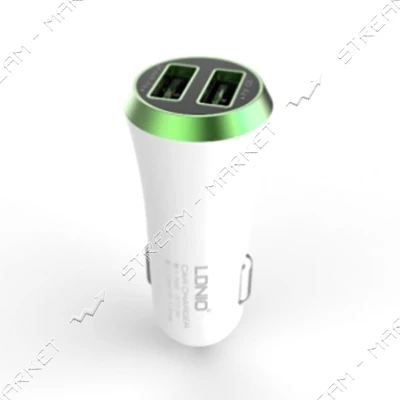 Автомобильное зарядное устройство Ldnio DL-C27 5V/3.4А 2 USB бело-зеленое