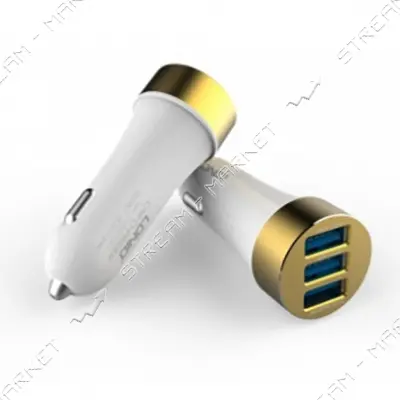 Автомобильное зарядное устройство Ldnio DL-C30 5V/3.4А 3 USB plus Lightning кабель белое