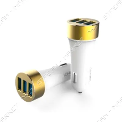 Автомобильное зарядное устройство Ldnio DL-C30 5V/3.4А 3 USB plus Lightning кабель белое