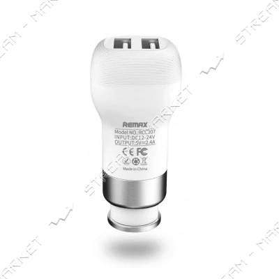 Автомобильное зарядное устройство Remax RCC207 Flinc 5V/2.4А 2 USB белое                            