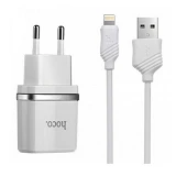 Сетевое зарядное устройство Hoco C11 1A 1USB плюс кабель Lightning USB белое