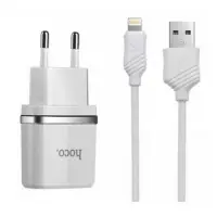 Сетевое зарядное устройство Hoco C11 1A 1USB плюс кабель Lightning USB белое                        
