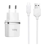 Сетевое зарядное устройство Hoco C11 1A 1USB плюс кабель Micro USB белое