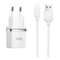 Сетевое зарядное устройство Hoco C11 1A 1USB плюс кабель Micro USB белое                            