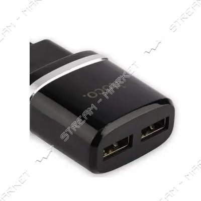 Сетевое зарядное устройство Hoco C12 2.4A 2USB черное