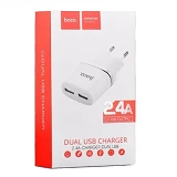 Сетевое зарядное устройство Hoco C12 2.4A 2USB белое                                                