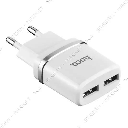 Сетевое зарядное устройство Hoco C12 2.4A 2USB белое                                                