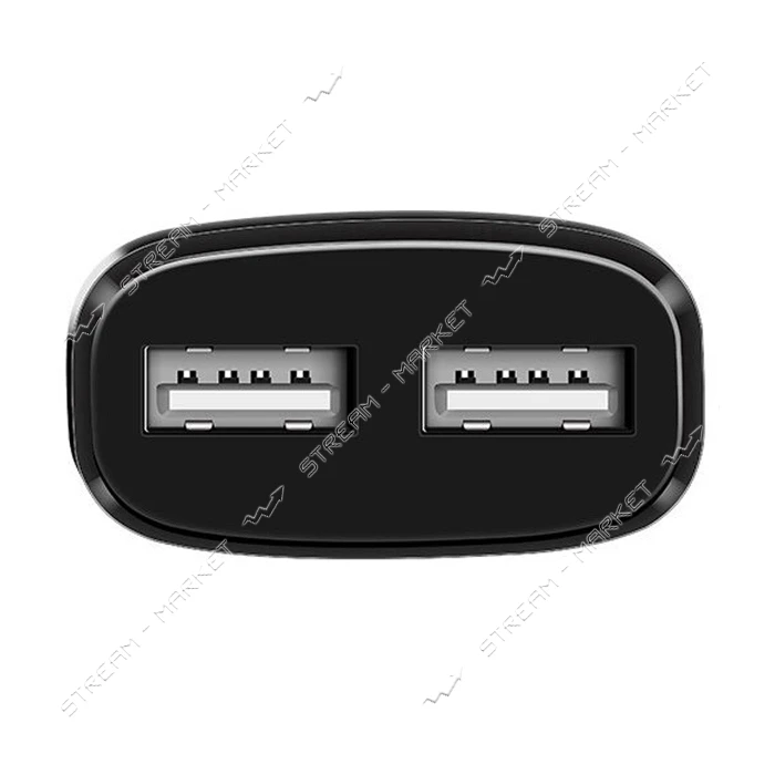Сетевое зарядное устройство Hoco C12 2.4A 2USB плюс кабель Lightning USB черное                     