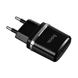 Сетевое зарядное устройство Hoco C12 2.4A 2USB плюс кабель Lightning USB черное                     