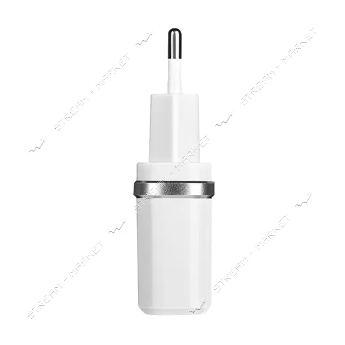 Сетевое зарядное устройство Hoco C12 2.4A 2USB плюс кабель Lightning USB белое                      