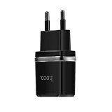 Сетевое зарядное устройство Hoco C12 2.4A 2USB плюс кабель Micro USB черное                         