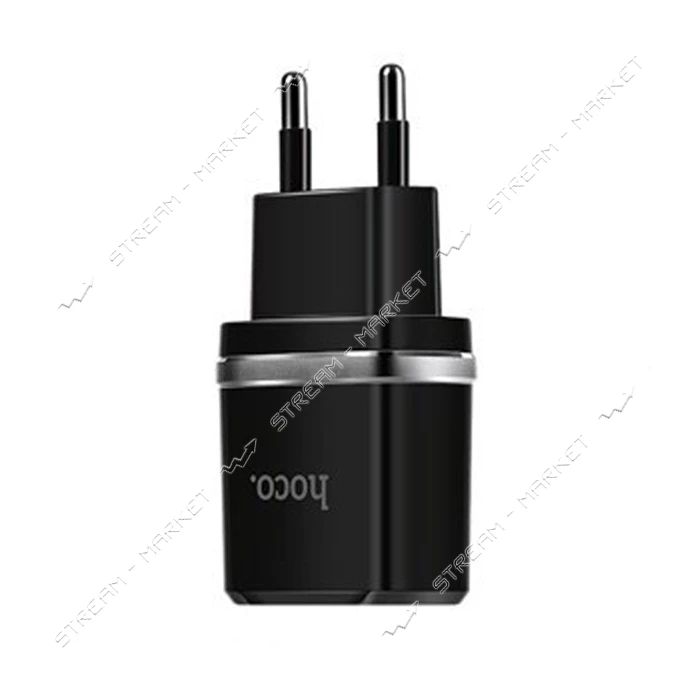 Сетевое зарядное устройство Hoco C12 2.4A 2USB плюс кабель Micro USB черное                         