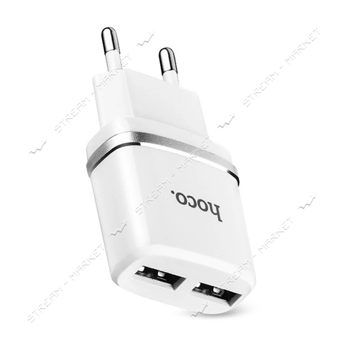 Сетевое зарядное устройство Hoco C12 2.4A 2USB плюс кабель Micro USB белое                          