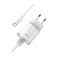 Сетевое зарядное устройство Hoco C37A Thunder 2.4A 1USB плюс кабель USB Type-C белое                