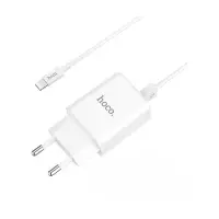 Сетевое зарядное устройство Hoco C62A Victoria with 2.1A 2USB плюс кабель Lightning USB белое       