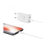 Сетевое зарядное устройство Hoco C62A Victoria with 2.1A 2USB плюс кабель Lightning USB белое       