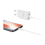 Сетевое зарядное устройство Hoco C62A Victoria with 2.1A 2USB плюс кабель Micro USB белое           