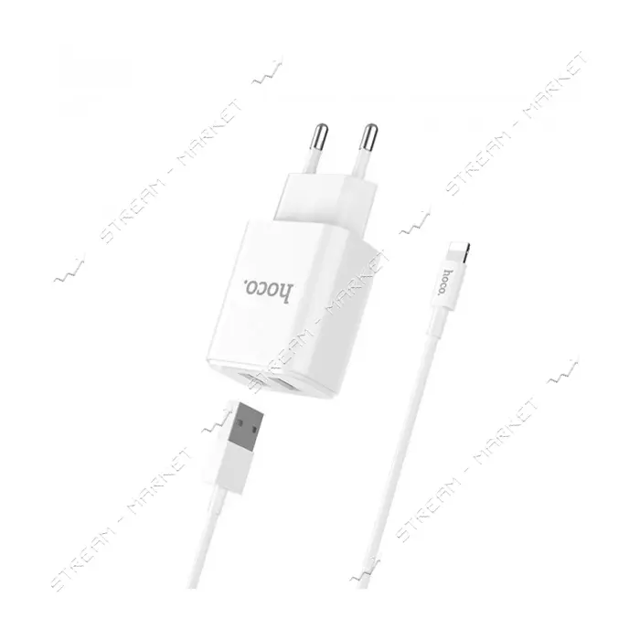 Сетевое зарядное устройство Hoco C62A Victoria with 2.1A 2USB плюс кабель Micro USB белое           
