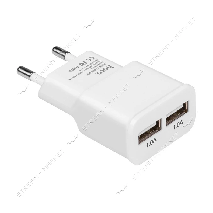 Сетевое зарядное устройство Hoco UH202 smart charger 2.1A 2USB белое
