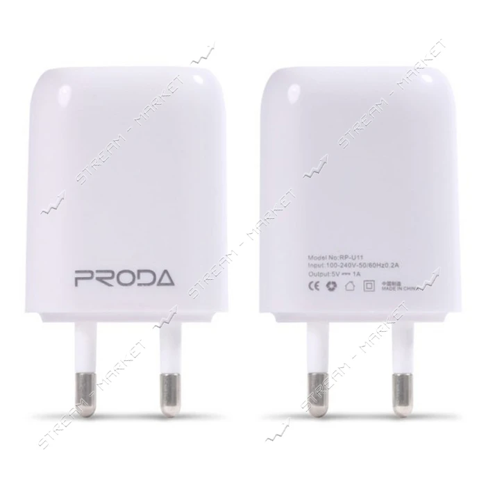 Сетевое зарядное устройство Remax Proda RP-U11 1A 1USB белое
