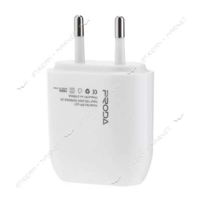 Сетевое зарядное устройство Remax Proda RP-U21 2.1A 1USB белое