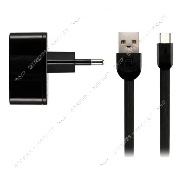 Сетевое зарядное устройство Remax Proda RP-U215, 2.1A 2USB плюс кабель Type-C USB черное