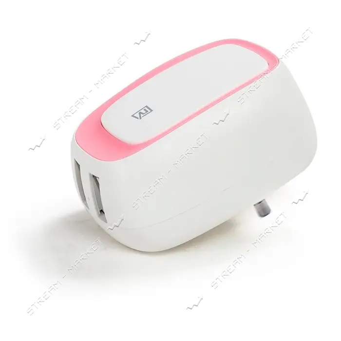 Сетевое зарядное устройство Remax RP-U23 UL EU 2.4A 2USB розовое                                    