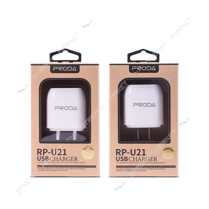 Сетевое зарядное устройство Remax RP-U21 2.1A 2USB плюс кабель Lightning USB белое