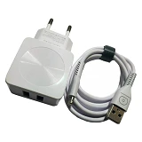 Сетевое зарядное устройство Wuw Т06 2.1A 2USB плюс кабель Lightning USB белое
