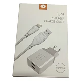 Сетевое зарядное устройство Wuw Т23 2.1A 2USB плюс кабель Lightning USB белое                       
