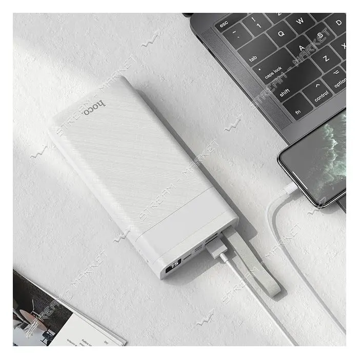 Портативное зарядное устройство Hoco J73 Powerful desk lamp 2USB 300000mAh белое