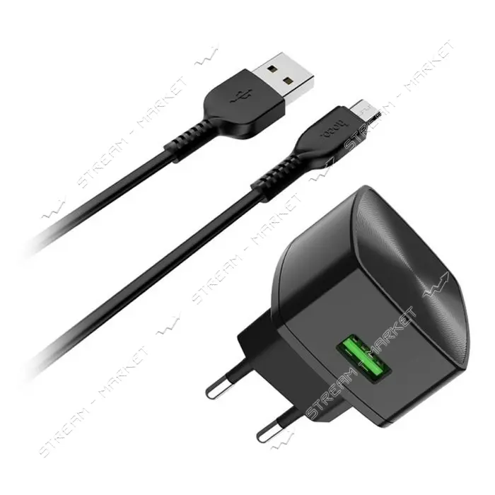 Сетевое зарядное устройство Hoco C70A Cutting-edge single port QC3.0 charger set черное