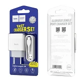 Сетевое зарядное устройство Hoco C72A Glorious single port charger set Lightning белое              