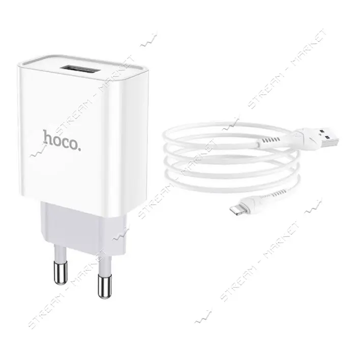 Сетевое зарядное устройство Hoco C81A Asombroso single port charger Lightning белое