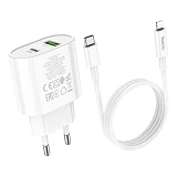 Сетевое зарядное устройство Hoco C95A Lineal PD20W плюс QC3.0 Charger Set белое                     